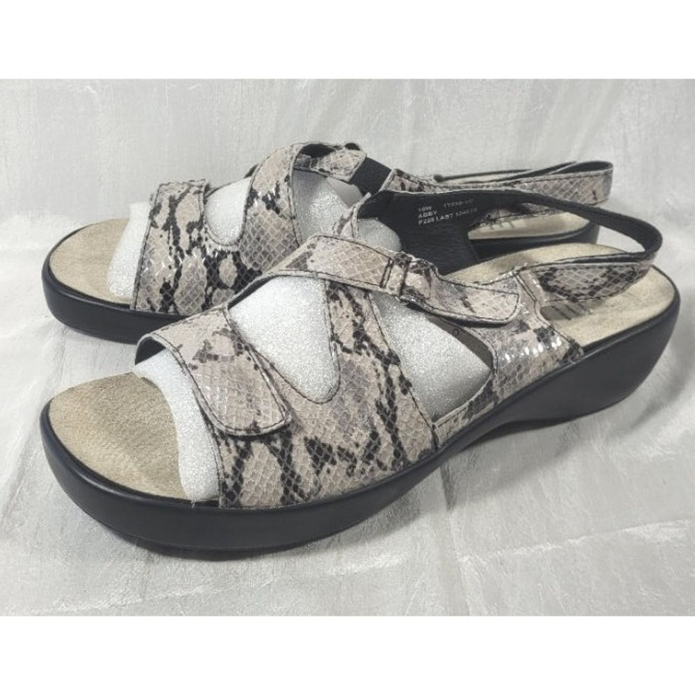 Barefoot Freedom Leather Snakeskin Embossed Abby Slingback Sandals - Gray - 10W
